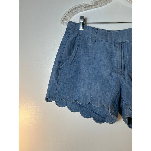 J. CREW Women’s Scalloped Hem Chambray Shorts / Size: 4 - Picture 5 of 6